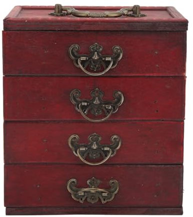 Agatige Boîte à Bijoux en Bois Vintage, tiroir à 4 Couches Grande capacité Boîte à Bijoux en Bois Vintage pour Colliers, Boucles d'oreilles, bagues, Bijoux, Bracelets