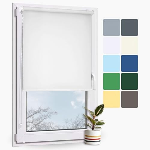 Rollmayer Klemmfix Rollo ohne Bohren Classic Weiß B40 x H220cm | Seitenzugrollo Sichtschutz Lichtschutz Sonnenschutz für Fenster und Tür Rollo Innen
