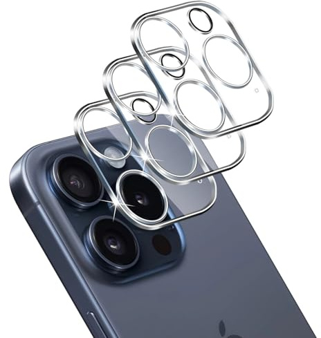 QULLOO Compatibile con iPhone 15 Pro / 15 Pro Max Pellicola Fotocamera, [3 Pezzi] [Facile installare] [Durezza 9H] Vetro Temperato Fotocamera
