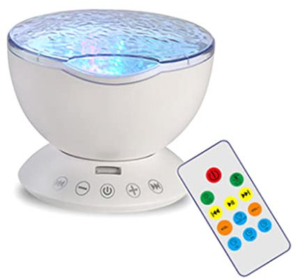 UKCOCO Bunte Ozeanwellen Projektorlampe Nachtlicht Für Kinderzimmer Schlafzimmer Wohnzimmer Entspannende Lichtshow Für Babyzimmer Und Badezimmer Weiß