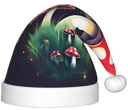 Magic Mushrooms Festliche Kinder-Weihnachtsmannmütze – eine bequeme, bedruckte Weihnachtsmütze, ideal für Neujahr und festliche Feiertagsfeiern