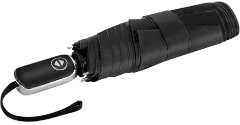 ECOBRELLA Mini ombrello compatto automatico, ombrello da viaggio pieghevole, design micro e mini per borsa o tasca da donna, apertura automatica, nero