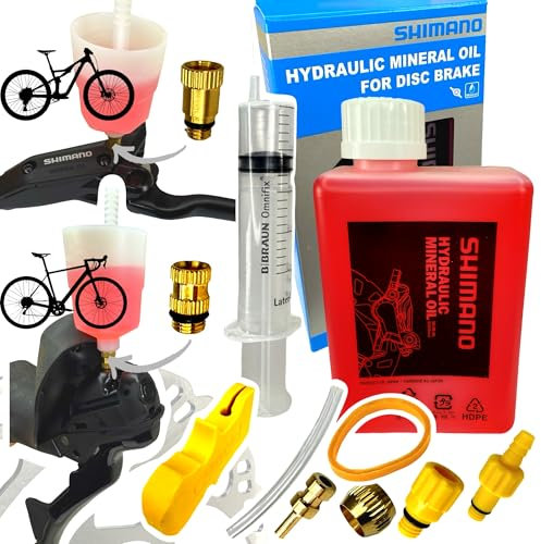 F26 Kit de purge de disque de service d'entretien de frein à disque, entonnoir de remplissage avec connexion M5 M7 M6 compatible avec Shimano Road MTB Gravel huile minérale hydraulique 500ml
