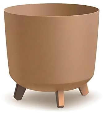 Gardening Naturally Indoor Plant Pot Zinnia Stylish and Durable Planter for Houseplants (Cylindrical Pot ECO WOOD Diameter 29.8cm x Height Including Legs 28.5cm - Natural)