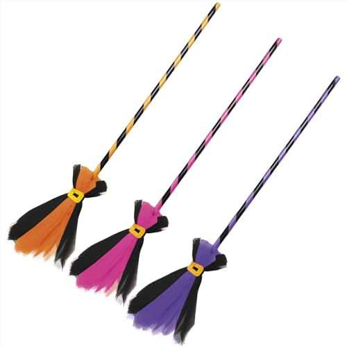 OH YEAH - Accesorios Bruja Halloween - Accesorio Disfraz Bruja Halloween - Accesorio Infantil Disfraz Bruja - Escoba + Varita + Diadema Bruja - HALLOWEEN