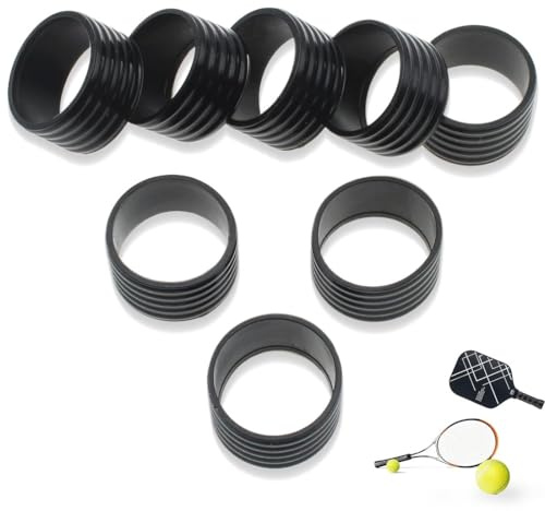 PYEUIFT 8Pcs Griffband Tennisschläger Griffband Silikon-Handgriff Fix Ringe Stretchy Schlägerhandgrif Farbiger Gummiring Tennisschläger Silikonband(Schwarz)