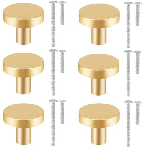 CVIUYO 6 Pack Round Cabinet Knobs, 30mm Stainless Steel Drawer Pulls | Matte Aluminum Knobs, Rust-proof, Smooth Edges, Screws included, Easy Install, for Cabinets & Drawers