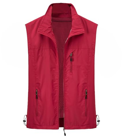 Herren Outdoor-Weste Leichte Funktionale Arbeitsweste mit Vielen Taschen Anglerweste Jagd Wandern ärmellose Jacke Camping Fotografie Weste Casual Multi-Taschen Wandern Ärmellose Jacke
