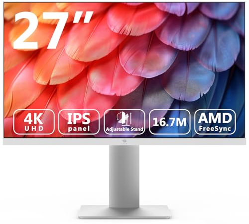 Z-Edge 27 Inch 4K Monitor UHD(3840x2160) IPS Panel 75Hz(DP) LED Monitor, 250 cd/m², HDR10, FreeSync, Flicker Free, HDMI x2, DisplayPort x2, Height & Tilt Adjustable & Pivot - White