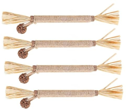 JEXOWIQ 4 pcs Bâtonnets d'herbe à Chat,Bâtonnets Herbe à Chat,Bâtons à Mâcher pour Chats, Herbe à Chat Boule Jouet Chat Interieur,Jouets de Soins Dentaires pour Chats,pour Grincer des Dents