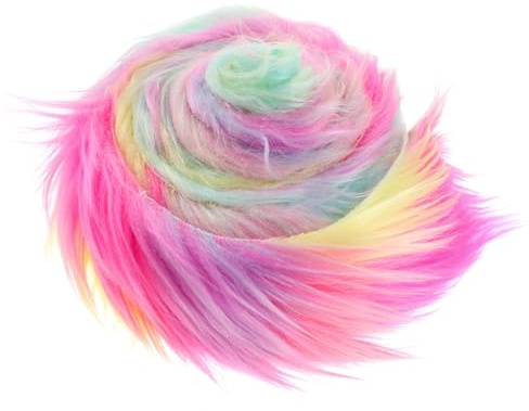 Plüsch Precut Strips Regenbogen Fellimitat 5 x 180 cm Kunstfell Basteln Meterware Fell Stoff Flauschiges Plüsch Bastelfell für Zwergenbart Weihnachtsmann Haar Wichtel Cosplay DIY Basteldekoration