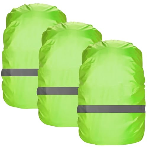 3 Housse de Pluie pour Sac à Dos, 18-25L Housse de Sac à Dos Imperméable Réfléchissante Housse de Sac à Dos Réfléchissante, Housse de Protection Imperméable Étanche Anti Pluie Couverture