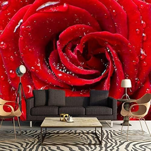 XLMING Mariage Romantique Avec De Grandes Roses Rouges Papier Peint 3D Intissé Salon Canapé Chambre À Coucher Salle Manger Intérieure Murale-150cm×105cm