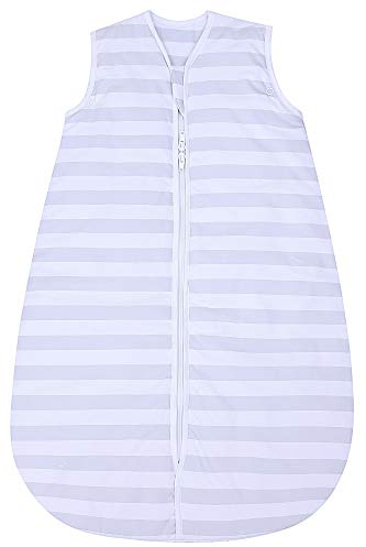 Snoozebag Kinderschlafsack, Größe 6–10 Jahre, 2,5 Tog lang, 150 cm mit seitlichem Reißverschluss, 100 % Baumwolle, Außen-Schlafsack für Kinderzimmer, Grau gestreift