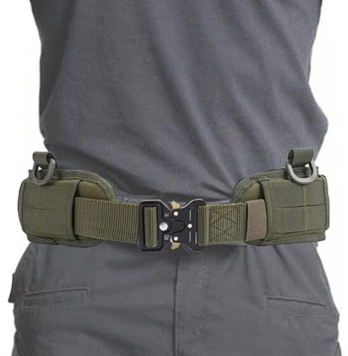 Verktygsbälte, stridsbälte med fickor - Verktygsbälte med robust bältesspänne, arbetsbälten med justerbara Airsoft verktygsbälten med fickor för män och