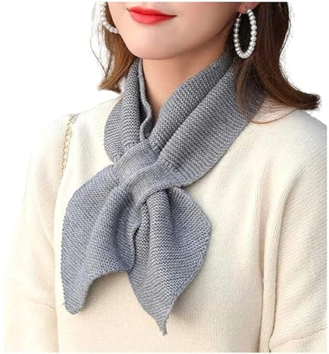 Écharpe tricotée à col croisé pour femme, écharpe en tricot avec nœud papillon, écharpe courte pour femme, petite écharpe carrée en tricot