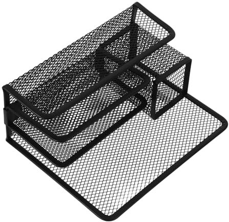 DIYEAH Schwarzer Eisen-mesh Schreibtisch Organizer Mit Stiftehalter Und Dokumentenfach Robuster Brief Papierhalter Multifunktionaler Mail Sorter Für Büro Und Arbeitsplatz