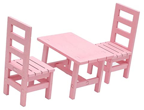 CoudarTitie Miniatur Holzmöbelset Im Maßstab 1:6 | 1 Tisch Und 2 Stühle mit Rückenlehne für Puppendekorationsset Im Maßstab 1:6 | für 12 Zoll Puppen, Pink