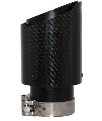 FUNFOB Auspuffblenden Universal Auto Glänzend Carbon Faser Schalldämpfer Spitze Auspuffrohr Schalldämpfer Düse Gerade Edelstahl Schwarz Auspuffblende(54mm-101mm)