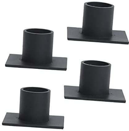 HOLIDYOYO 4pcs Iron Candlestick Vintage Style Stand Black Holder for Pillar Candles