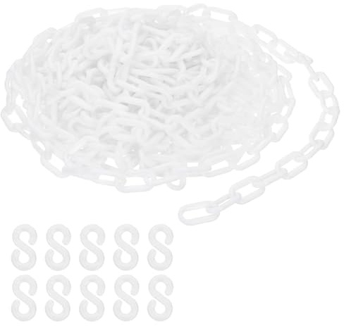 PATIKIL Weiße Kunststoffkette, 39 ft 6mm Absperrkette Sicherheitsbarriere für Warnsicherheit Parkplatz, Personenkontrolle Zaun Tor Konzert Baustelle Absperrung Von Flächen