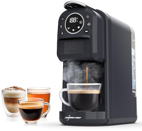 Multi-Capsule Espresso 4in1 Coffee Maker,Single Serve Coffee Machine for Nespresso,Dolce Gusto,ESE Pods & Ground Coffee or Hot Water,Smart & Compact Design in Any Space,20Bar,CM-C05A