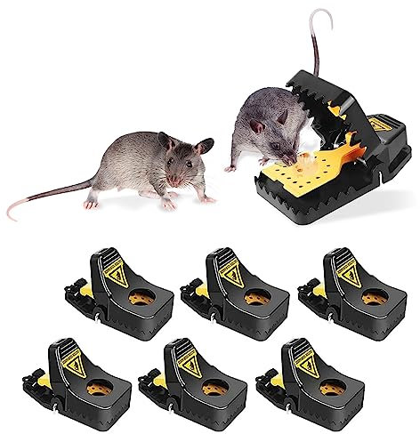BELREZ Pack of 6 Mouse Traps - Reusable Mouse Traps That Kill Instantly with Bait Cup - Safe and Effective Mice Traps for Indoor and Outdoor - Quick Rodent Catcher