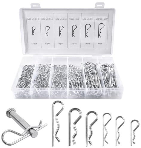150 Stück Verzinkte Sicherungssplinte, 6 Größen Splinte Sortiment Kit, Federsplinte Federstahl mit Sortimentskasten, Splinte Sortiment R Clips Set, für Automobil,Motor,Fahrradbefestigung und Reparatur