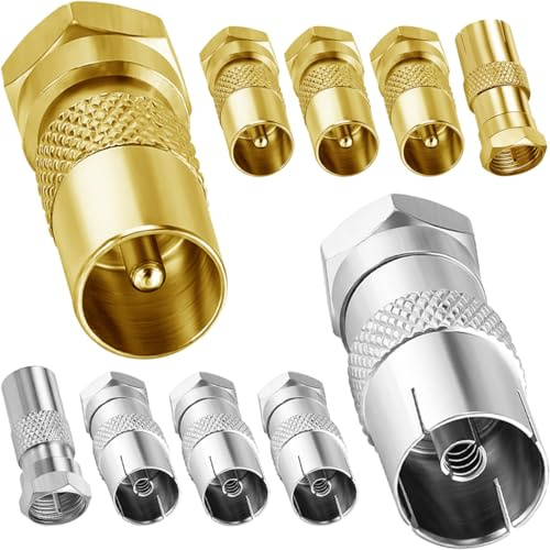 DAOKAI SAT Antenne Adapter Set,F-Stecker auf Koax Stecker/Koax-Buchse Kupplung,Antenne Verbinder Kupplung,für Antennenkabel, Satellitenkabel,Koaxialkabel-4 Stück