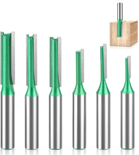 6Pcs Queue Fraise Defonceuse 6mm, Fraises pour Défonceuses 8mm, Tige Fraise à Copier Bois Tige de 3mm,4mm,5mm,6mm,7mm,8mm, Fraise Droite à Queue, Fraises à Rainurer pour Défonceuse, Fraise à Bois