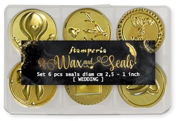 Stamperia - Set of Seals for Scrapbooking, Albums, Card Making, Bullet Journalling and More, Perfect for Personalised Stamping, Crafts and Gifting (Wedding) (6 Seals) (dia. 2.5cm)