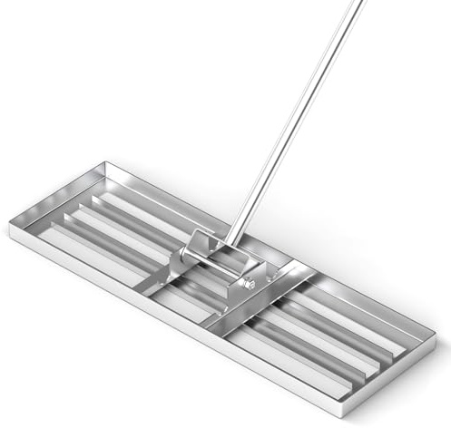 RELAX4LIFE Rastrello da Giardino 75/91/106cm, Rastrello Livellatore per Prato, Attrezzo da Giardino in Metallo per Livellare il Terreno e la Sabbia del Prato (75 x 25 cm, Argento)