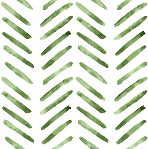 VEELIKE Papel Pintado Geométrico Verde Espina De Pescado Papel de Pared Geometrico Chevron Boho 44,5 cm x 300 cm Fotomurales Decorativos Pared Dormitorio Salon Vinilo Adhesivo Pared Baño Impermeable