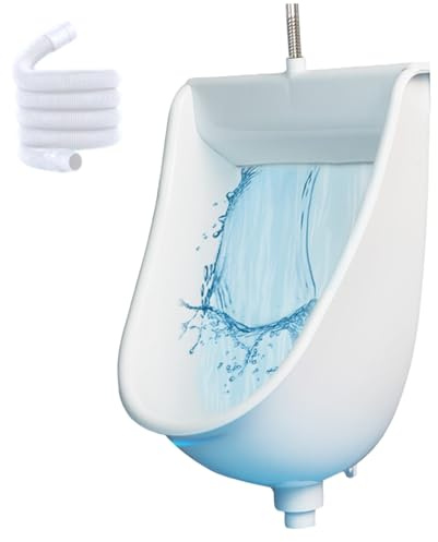 Urinario sin agua, Urinarios para hombres Monte de pared de 9.5x12.6x18.5in a prueba de derrames PP orinal masculino con 59 mangueras y agujeros de entrada de agua en el margen de alimentación pesada