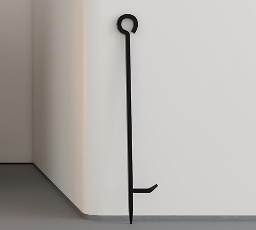 Kingson Schwerlast 43 cm Kaminschürhaken - einteiliger geschmiedeter Eisen-Schürhaken mit Haken - Ideal für Holzbrenner, Feuerstellen & offenes Feuer - Schwarzes Finish