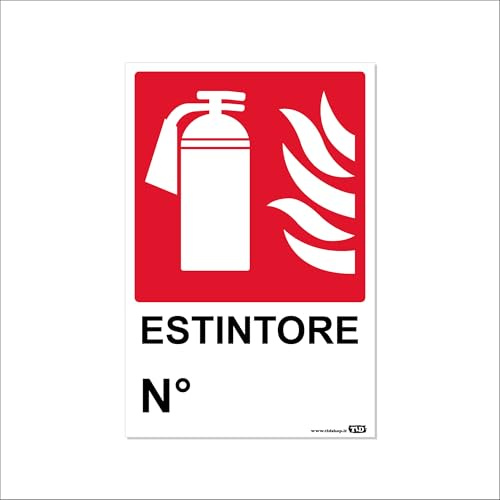 TLDSHOP® - Cartello Segnaletico in ALLUMINIO (spessore lastra 2mm) - Dimensione 20x30cm - Segnaletica di sicurezza - Pezzi 1: (ESTINTORE)