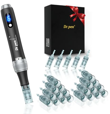 Dr. Pen M7S Stylo Microneedling Professionnel avec 25 Cartouches de Remplacement, 6 niveaux et affichage LED Dermapen pour la croissance des cheveux, le visage, le corps et les soins de la peau