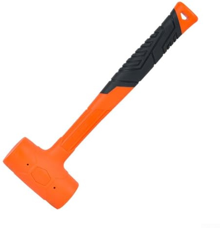 FACULX Marteau en caoutchouc anti-rebond avec grenaille en acier intégré, maillet à coups morts, poignée antidérapante à carreaux, pour décoration de la maison, installation de carrelage de sol (0,5