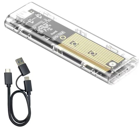Flaroey Scatola per Disco Rigido Mobile SSD per Laptop Trasparente M.2 SSD Box per Disco Rigido NVME PCIe M2 per SSD Trasparente da 10 Gbps