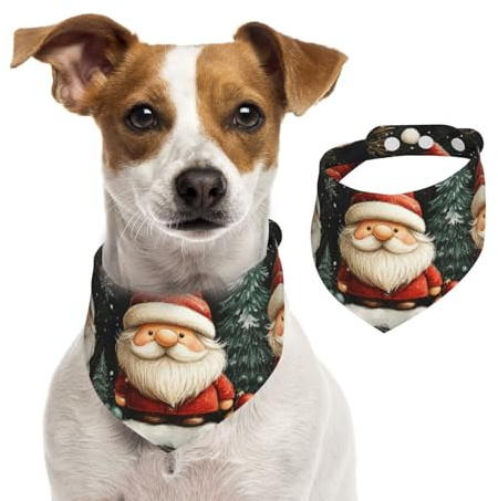 BoltPack Dreieckstuch mit Weihnachtswichtel-Druck, niedliches Hundehalstuch, verstellbar, mit Druckknöpfen, für Hunde, Welpen, Katzen