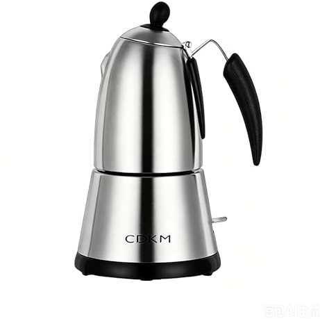 CDKM Cafetière Moka Électrique, Cafetière italienne à espresso en acier inoxydable,Machine à café avec Valve de Sécurité Italienne, Arrêt automatique,Thermostat STRIX UK (340, Millilitres)