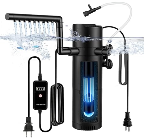 hygger 12W Aquarium U-V Internal Filter with Timer for 15–30 Gal Tanks