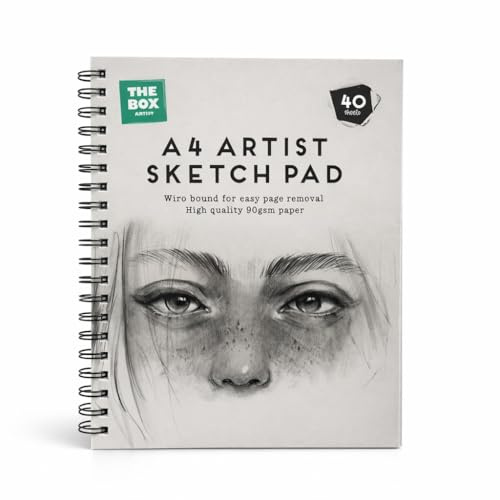 A4 Sketchpad 40 Sheets Sketchbook with 90gsm Thick Paper Wiro Bound Drawing Pad for Easy Page Removal Art Sketching Pad for Kids Artists Sketching Doodling Painting & Creative Use (1pc)