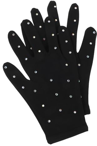 BUGUUYO Guantes para Patinaje sobre Hielo para Niñas con Tejido Elástico y Diseño con Gemas de Imitación, Confort Térmico y Antideslizantes para Competición y Entrenamiento