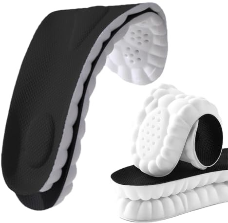 Solette in Memory Foam con Supporto per l'Arco Plantare, Inserti per Scarpe da Ginnastica, Traspiranti e Ammortizzanti, Comode per Ammortizzazione (43-44), Nero