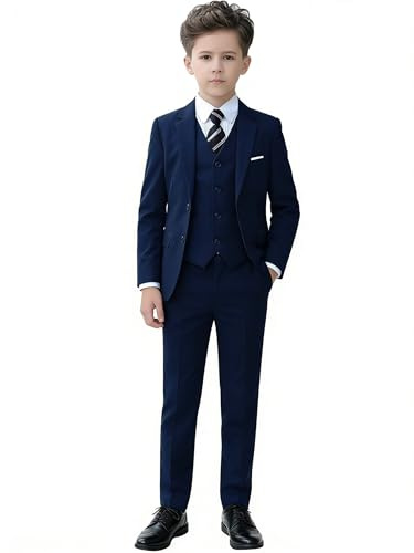 YuanLu Kids Suits for Boys Navy Blue Boy Suit Slim Fit Ring Bearer Outfit Wedding Guest Dresswear Toddler Tuxedo Size 3T