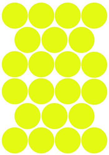 44 Klebepunkte, 50 mm, Neon gelb, aus PVC Folie, Markierungspunkte, Punkt, Vinyl, leuchtend, rund, selbstklebend