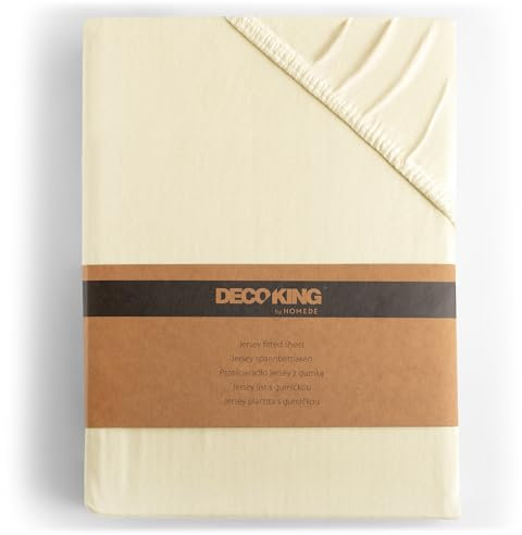 DecoKing Fitted Sheet Small Double 100% Combed Cotton Soft Jersey Bed Sheet 100x200-120x200 cm Cream Amber