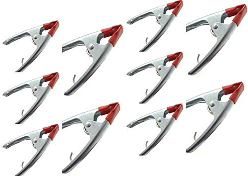 GENERICO SET 10 MORSETTO PINZA A MOLLA 105 mm X FISSARE BLOCCARE IN ACCIAIO PUNTE PLASTIF ARGENTO