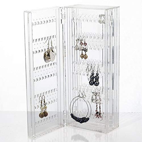 Espositore Gioielli Gioielleria Porta Portaorecchni Espositore Portagioie Pieghevole in Acrilico Porta Orecchini Espositore per Orecchini, Collane e Bracciali Idee Regalo Donna